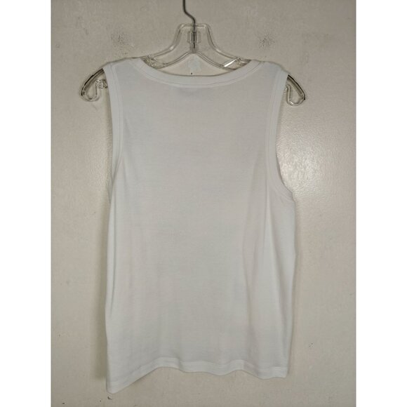 Vtg Quacker Factory Twin Set White Floral Tank Top Cardigan Set Size Large - Picture 6 of 9